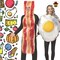 Bacon Slice and Fried Eggs Couples Costume Set Food Tunics Funny Breakfast Halloween Outfit
